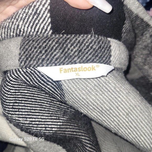 Plaid Button Down Shirt - Black and White - Picture 3 of 4